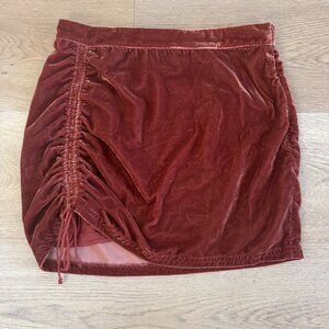 Free People  Revolve Vivienne Velvet Mini Skirt Brown Bloom Size 12
